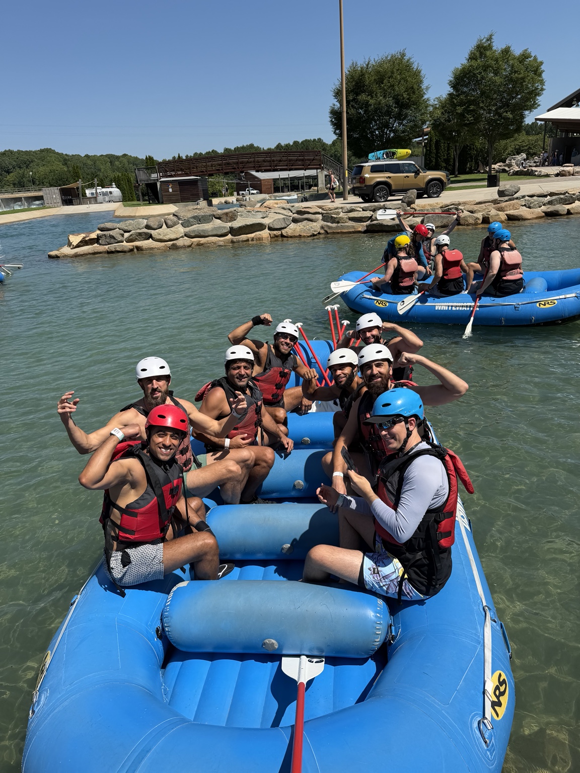 Members of the brotherhood rafting together